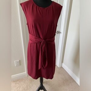 LOFT Sleeveless Tie-Waist Mini Dress in Wine Red